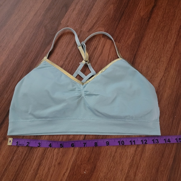 Jasmine & Ginger Light Blue and Gold Sports Bra - Size Large - Picture 4 of 4